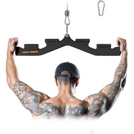 M MANUEKLEAR Lat Pull Down Bar with 6 Ergonomic Handles, Neutral Grip Lat Pulldown Attachments for Whole Back Training, Wide Grip Lat Pulldown Bars for Home Gym Cable - Color: Black
