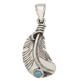 Accessory Shop Piena Neri Turquoise 925 Silver Feather Feather Feathers December Birthstone Pendant Top Only Men's