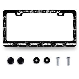 Horse License Plate Frame Horseshoe License Plate Holder for Front and Rear Car Tags Stainless Steel Auto Parts Animal Funny License Plate for Men Women Decoration with Screws 12" x 6" s