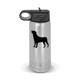 RDW Rottweiler Water Bottle 20 oz - Laser Engraved w/Flip Top Removable Straw - Polar Camel - Stainless - Vacuum Insulated - Drinkware - Dog Canine pet - Stainless Steel