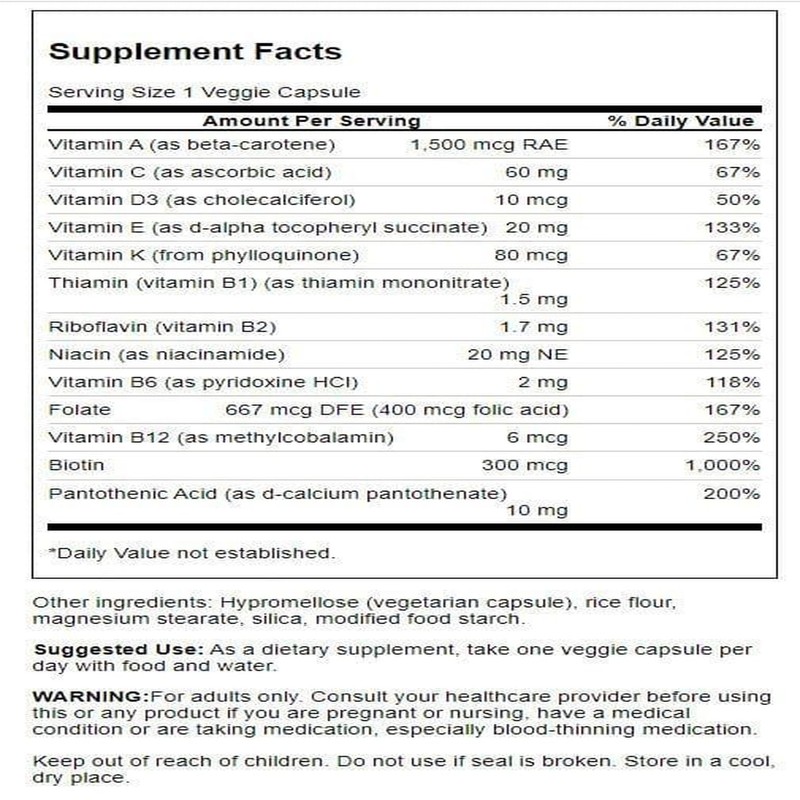 Swanson Daily Multivitamin Without Minerals 30 Veg Capsules