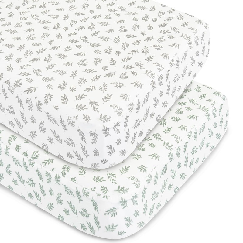 Crib Sheets Fitted for Boys and Girls, 2 Pack Crib
