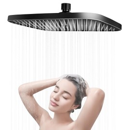 RUCUDIM Rain Shower Head 14 Inches, 360° Adjustable Square Shower Head, Water-Saving Rain Shower Head, Self-Cleaning Rain Shower Head, Shower Head Shower Built-in Shower Heads