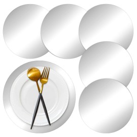 50 Pieces Silver Paper Placemats Round Disposable Glitter Table Mats Mirror Foil Decorative Place Mats for Wedding Holiday Party Christmas Dining Table Decor