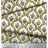 Soimoi Yellow Heavy Satin Fabric Paisley & Ogee Damask Printed