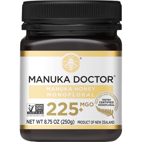 MANUKA DOCTOR - MGO 225+ Miel de Manuka Monofloral, 100% miel pura de Nueva Zelanda. Certificado garantizado. RAW. Sin OMG (8.75)