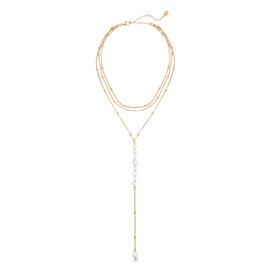 Ettika Lariat Necklace for Women. Gold Drop Necklace, Necklaces for Women. 18K Gold Plated Coastal Pearl Y Necklace. Jewelry