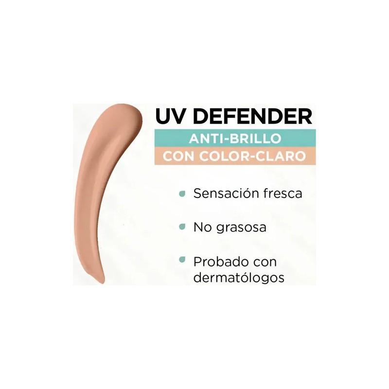 Bloqueador Uv Defender Antibrillo Tono Claro Spf50 40g