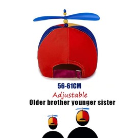 SIEBOLD Pack of 2 propeller hat, helicopter cap, propeller hat, funny hats, fancy dress party hats with propeller, suitable for adults and children, size adjustable (54-60 cm), Pack of 2 orange blue