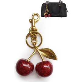 ZLSSETEC Cherry Bag Charm Cherry Keychain Cute Cherry Purse Charm Cherry Accessories Gifts for Women Christmas Birthday Valentine Gifts