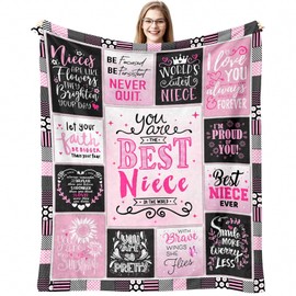 LSEOMIO Niece Gifts Blanket, Niece Gifts from Auntie, Gifts for Niece from Aunt Uncle, Birthday Graduation Gifts for Niece, to My Niece Gifts from Aunt, Best Niece Ever Gift Throw Blanket 60"x50"