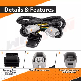 WEISEN Wiring Harness 4-Way Flat Trailer Connector For 2007-2018 Jeep Wrangler JK