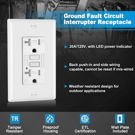 (10 Pack) UNIELE 20 Amp Outdoor GFCI Receptacle Outlet, 20A/125V Weather-Resistant (WR) GFI with Tamper-Resistant (TR), ETL Certified