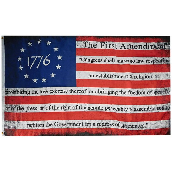 1776 Bill Of Rights First Amendment Betsy Ross Distressed 100D