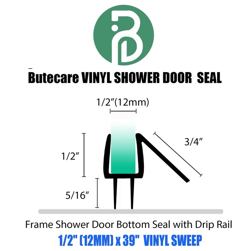 Butecare Premium Frameless Shower Door Bottom Seal Strip for Glass