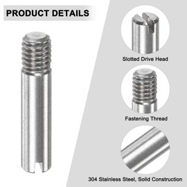 M METERXITY 10-Pack M3 x 14mm Slotted Cylindrical Pin Dowel, 304 Stainless Steel External Thread Locating Dowel Parallel Pins for Metal Devices/Wooden Projects [Silver Tone]