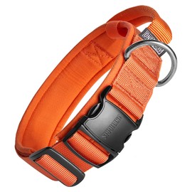 OneTigris Tactical Dog Collars with Handle,Military Dog Collar for Large Dog,Adjustable Nylon Collar German shepherd Collar with Heavy Duty Metal Buckle for Dog Training and Walking (L, Orange)