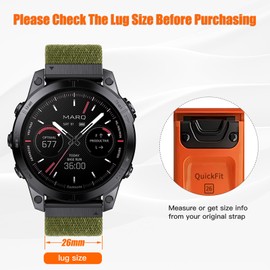 Watch Strap for Fenix 6X Pro/6X/7X Pro/7X/5X Plus/5X/3/3HR, Quickfit 26 Nylon Watch Strap for Descent MK1/2/2i/3/3i/Tactix, for Garmin Enduro/Enduro 2, Epix 51MM, Quatix 7X/7X Pro
