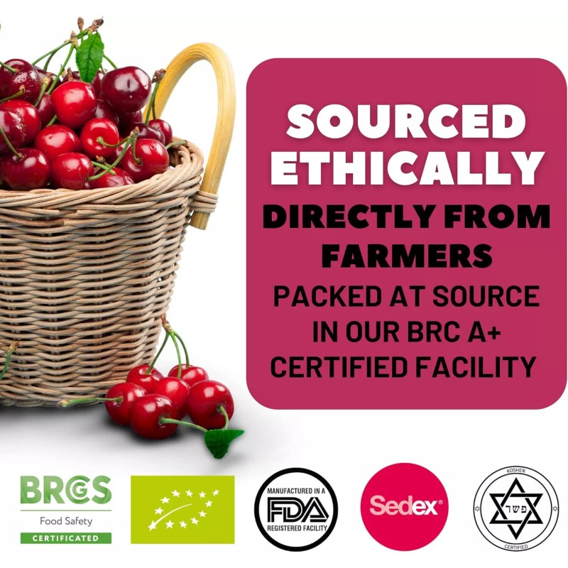 Berrilys Organic Dried Tart Cherries, 10 Oz, Pitted, Great for