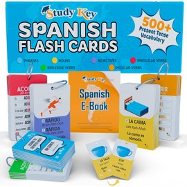 500+ Spanish Vocabulary Flash Cards for Adults & Kids Ages 15+ - Verb Conjugation, Nouns, Adjectives & Phrases to Learn Spanish for Adult Beginners Flashcards