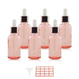 Wwolife 6 PCS 1oz (30ml) Rose Gold Glass Dropper Bottles Perfume Aromatherapy Cosmetic Container Essential Oils Sample Empty Dropper Bottles with Funnel Include