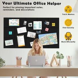 MAPVOLUT 15 Pcs Felt Boards - 60"x36" Reusable Cork Board Alternative for Wall with 70 Pins, 75 No-Trace Adhesive & Guide - Perfect for Office, Classroom, Home Decor, Bulletin Board, and Dartboard