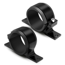 2Pcs Universal Car Fuel Pump Fuel Filter Mounting Bracket 58mm Aluminum Clamp Holder with Rubber Insert, Black Hard Aluminum Anodized Accessories Suitable for Vehicle Fuel Oil Line Modification