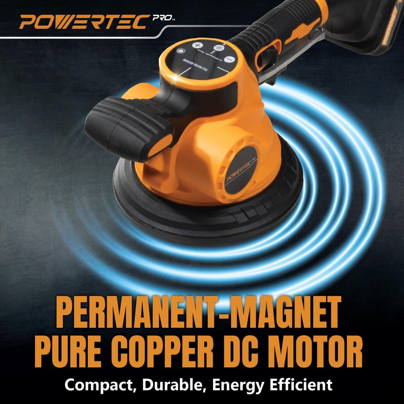 POWERTEC PRO TLV1801 Cordless Tile Vibration Leveling Machine with 6.7"