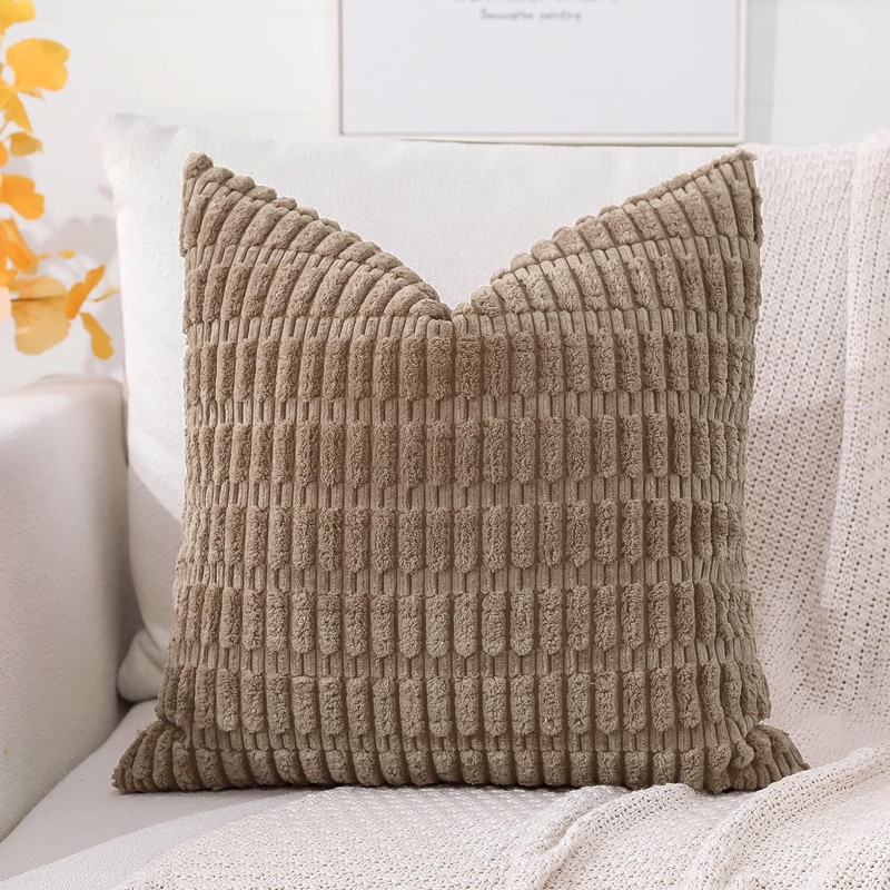 OTOSTAR Corduroy Decorative Throw Pillow Covers 22x22 Inch Super Soft