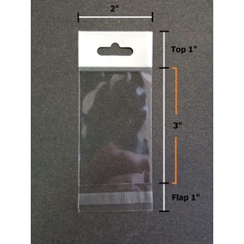 5000 Pcs 2x3 Hang TOP Clear Resealable Cello Cellophane Bags w/Hanging Header