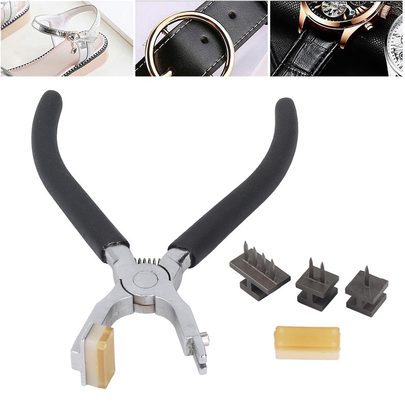Silent Leather Hole Punch Double Lever Replaceable Head Rhombus Cutting