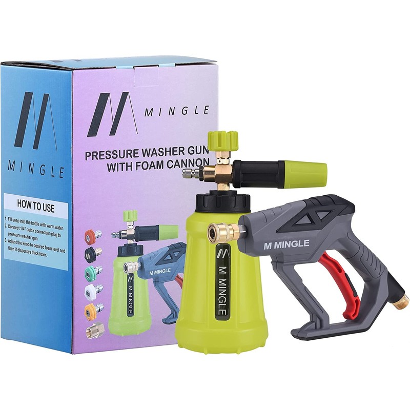 M MINGLE High Pressure Washer Gun Snow Foam Lance, 4000