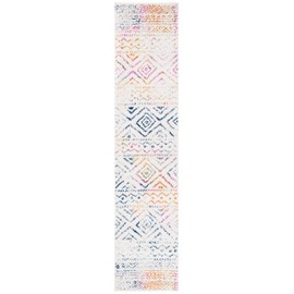 Safavieh Tulum Collection TUL267E Moroccan Boho Distressed Runner, 2' x 13' , Ivory / Fuchsia