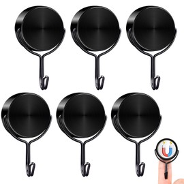 TRYMAG 80LBS Black Magnetic Hooks Heavy Duty, 6 Pack Strong Swivel Swing Neodymium Magnetic Hooks for Hanging, Super Magnetic Hanger for Cruise, Magnets Hanging Hooks for Fridge, Locker, Toolbox