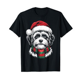 Shichon Dog Xmas Santa Hat Scarf Christmas Costume T-Shirt