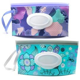 Baby Wipe Dispenser,Portable Refillable Wipe Holder Wipe Dispenser Bag Reusable Travel Wet Wipe Pouch (blue purple)