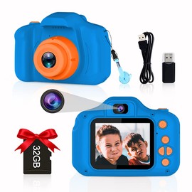 Yoophane Upgrade Kids Selfie Camera, regalo de cumpleaños para niños de 3 a 8 años, cámaras digitales duales juguetes para niños de 3, 4, 5, 6, 7, 8 años, con tarjeta SD de 32 GB (azul)