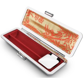 Sanai, 2-piece Storage Type, Seal Case with Vermilk, Correction Seal, Silver Frame - Tsurukame 0.2 inch (6 mm) Oval 0.4 inch (10.5 mm) / 0.5 inch (12.0 mm) Seal