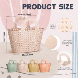 Nuogo 10 Pack Plastic Basket with Handles Multicolor Oval Carry Totes Potable Multipurpose Reusable Toiletry Storage Organizer Basket for Home Bathroom Dorm Communal Showers School