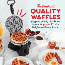DASH Flip Belgian Waffle Maker With Ceramic Coating for Individual 1" Thick Waffles – Cream