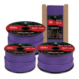 Kamu Synber 425 Paracord 3mm x 15m 100% Nylon Rope 3 Strands Parachute Cord Type II for Outdoor, Crafting, DIY | Support 192kg | Purple