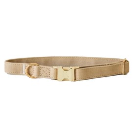 Adjustable Cotton Dog Collar, Soft Fabric Dog Collar with Metal Buckle for Small Medium Large Dogs(Tan, S)
