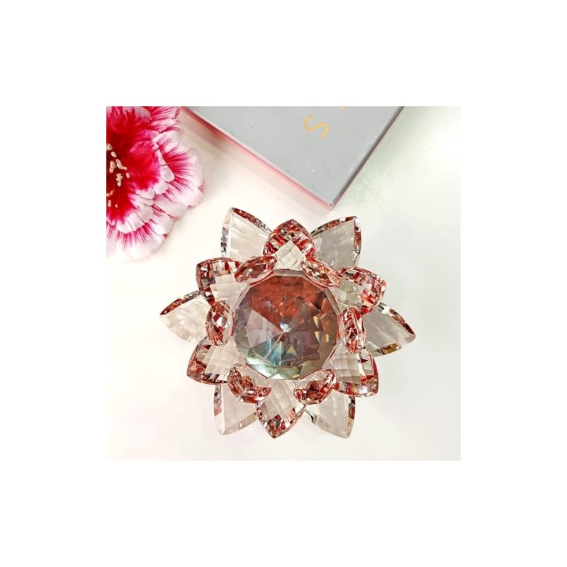 Crystal Glass Flower Lotus for Home, Office, Deck, Living Room,