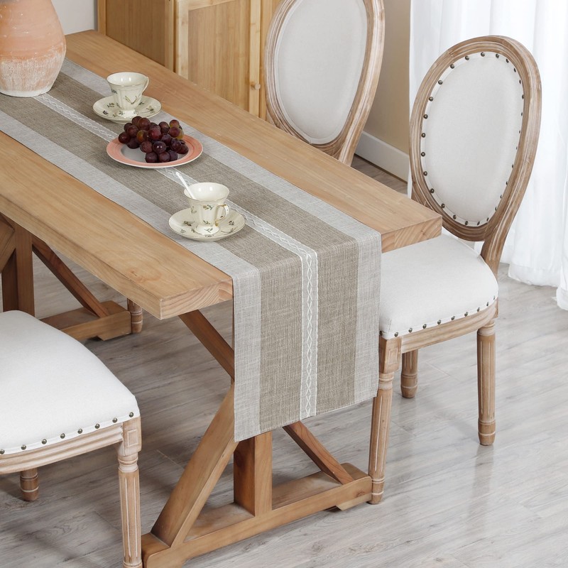 Braided Striped Table Runner Rustic Embroidery Coffee Table Runners for