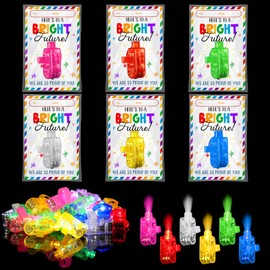 48 Sets End of Year Gifts for Students, Pre K Preschool Kindergarten Classroom Graduation Favor Gifts 48 LED Finger Lights with Here's to a Bright Future 48 Cards, Glow in The Dark Party Supplies