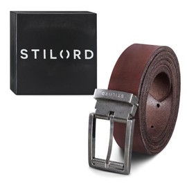 STILORD Leather Belt Men's Brown Universal Shortenable for Casual Business and Jeans 34 mm Leather Belt 100% Genuine Leather in Shabby Box Cresto - Brown, Colour: Antique Buckle - Silver I V, Buckle