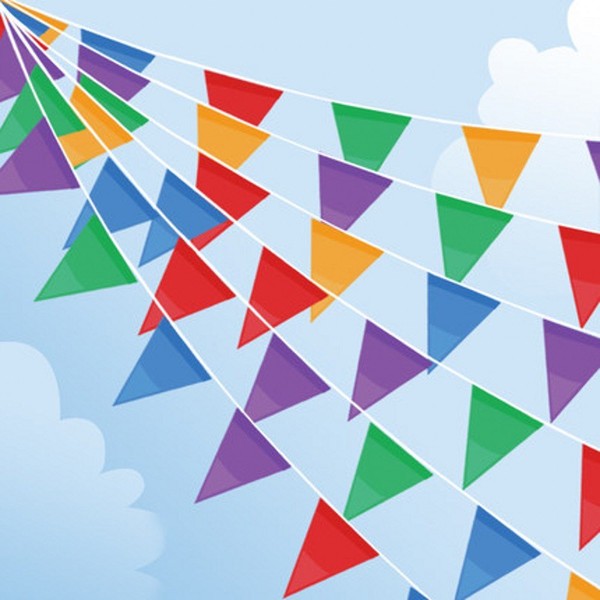 Guirlande de fanions de 300 m, 450 grands drapeaux multicolores en tissu pour anniversaire, mariage, jardin, rue, décoration de la maison