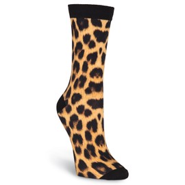 K. Bell Socks Women's Playful Animals Novelty Casual Crew Socks, Leopard Print (Black), Shoe Size: 4-10