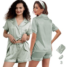 3Pcs Silk Pajamas XS-4XL Womens Satin Pajama Short Floral Sleepwear Bride Soft Pj Lounge Sets Pjs Shorts Set