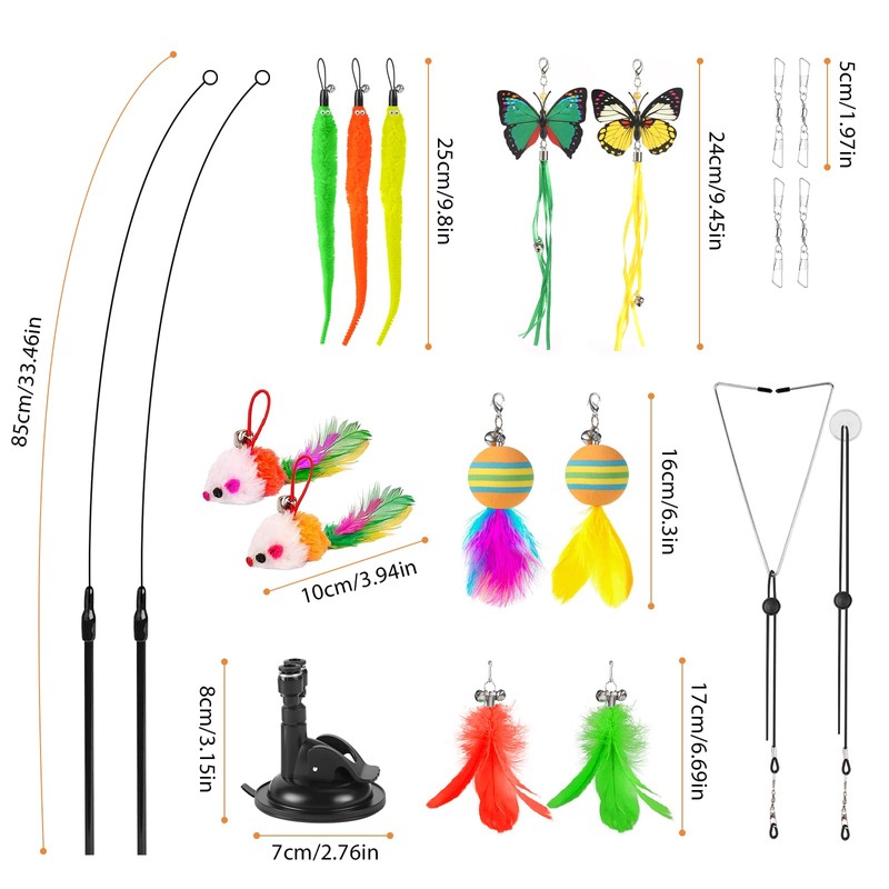Acehome 20 Pack Cat Toys, Interactive Cat Teaser Toys Wand
